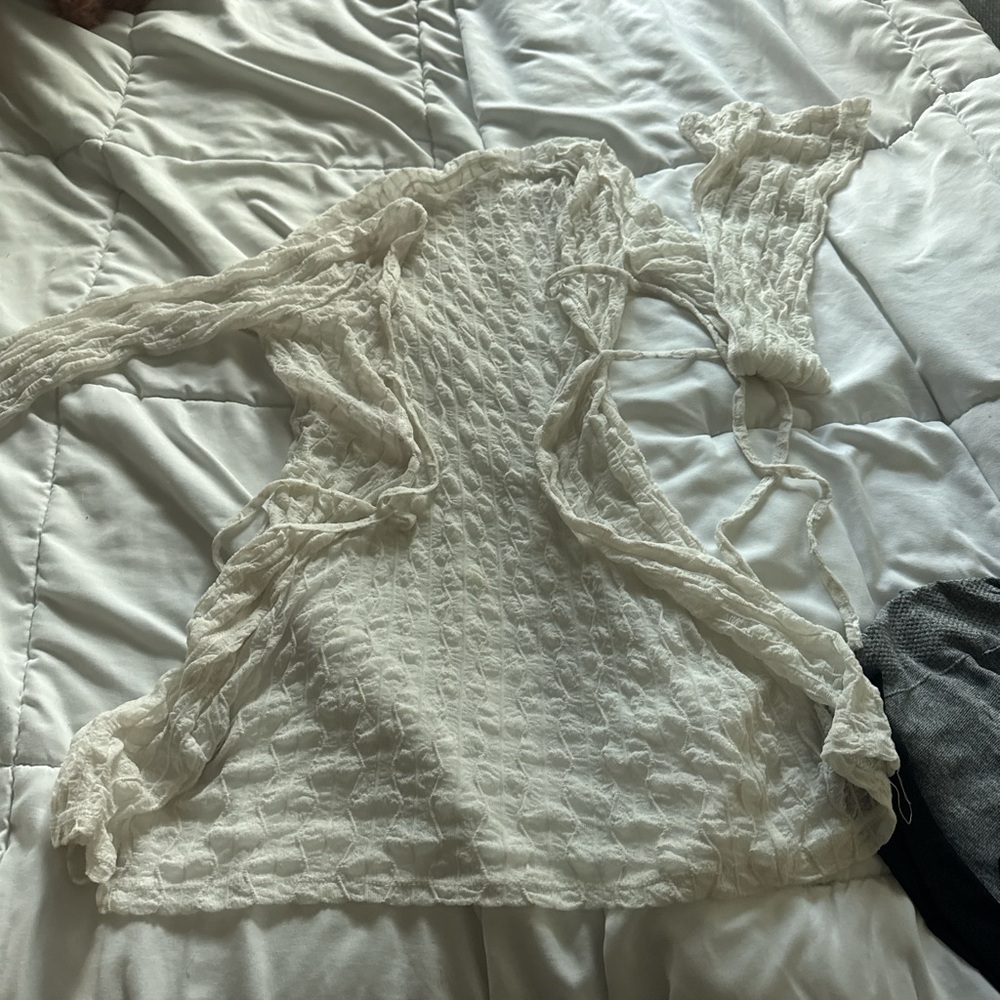 SHEIN Cream Textured Knit Top